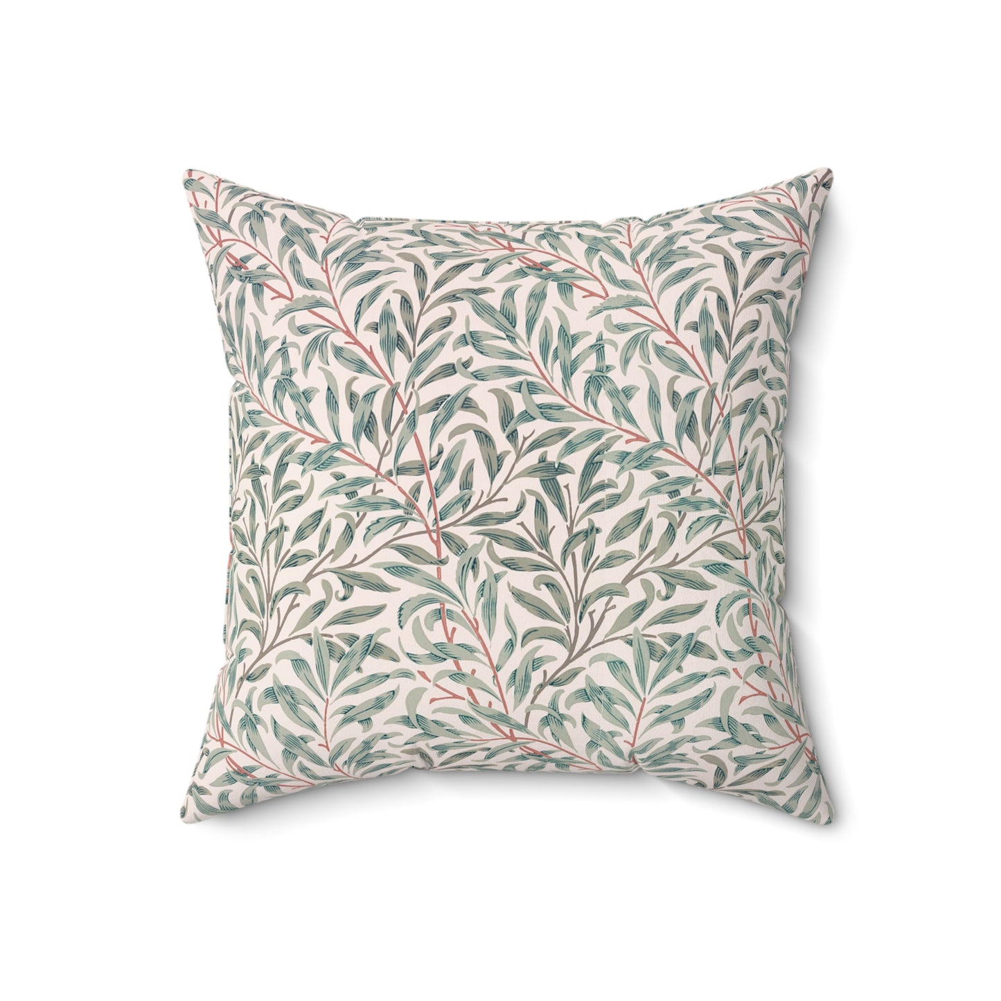 Decorative pillow with leaf pattern on a white background