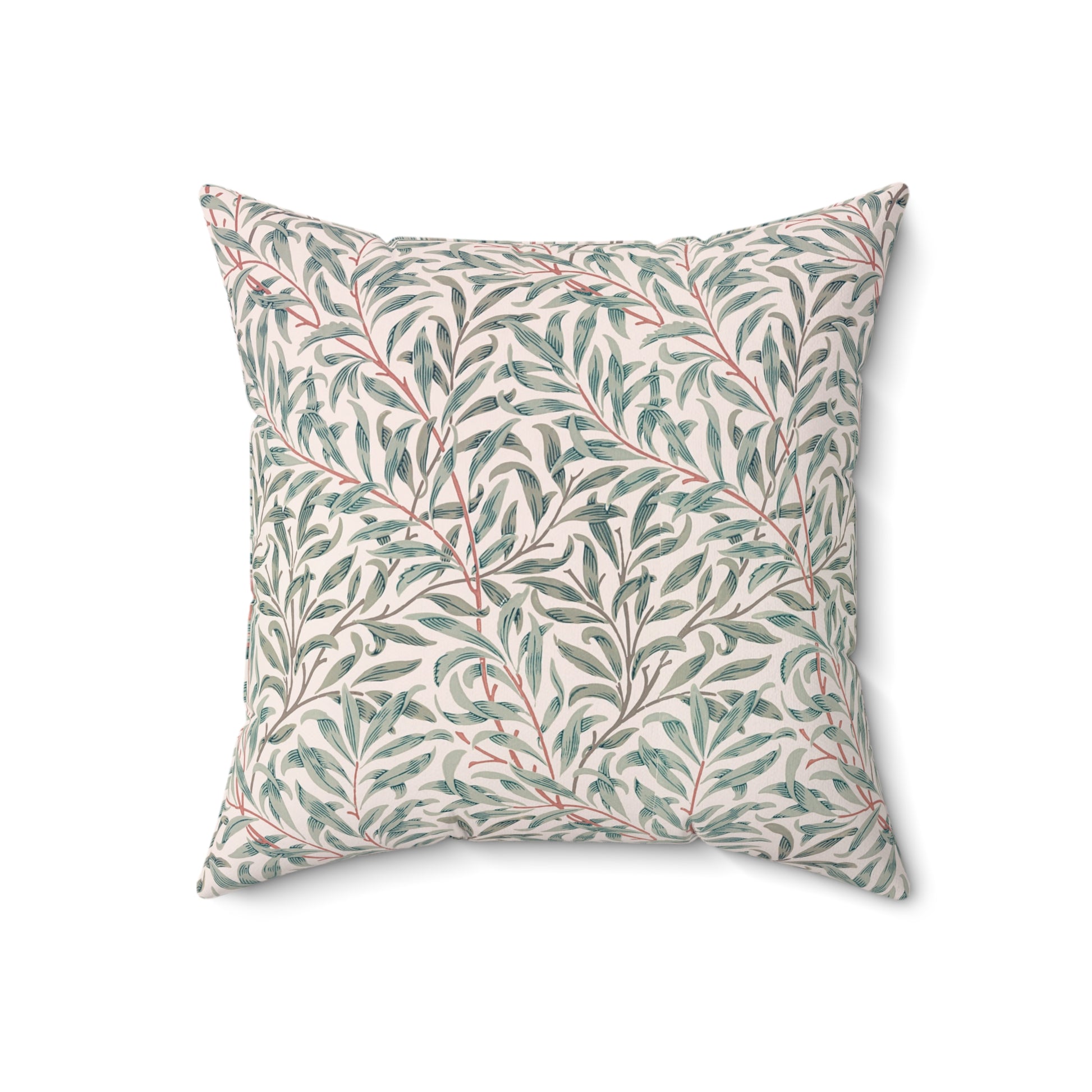 Decorative pillow with leaf pattern on a white background