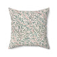 Decorative pillow with leaf pattern on a white background