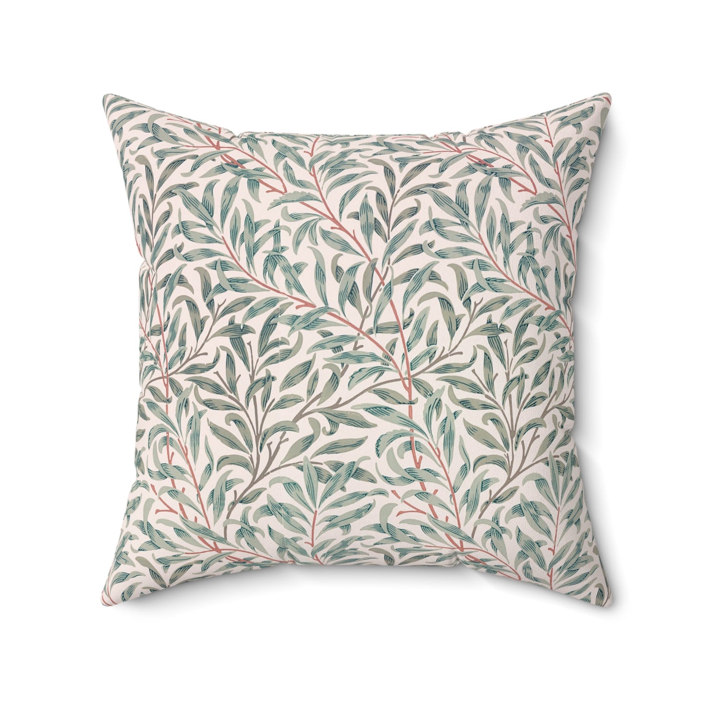 Decorative pillow with leaf pattern on a white background