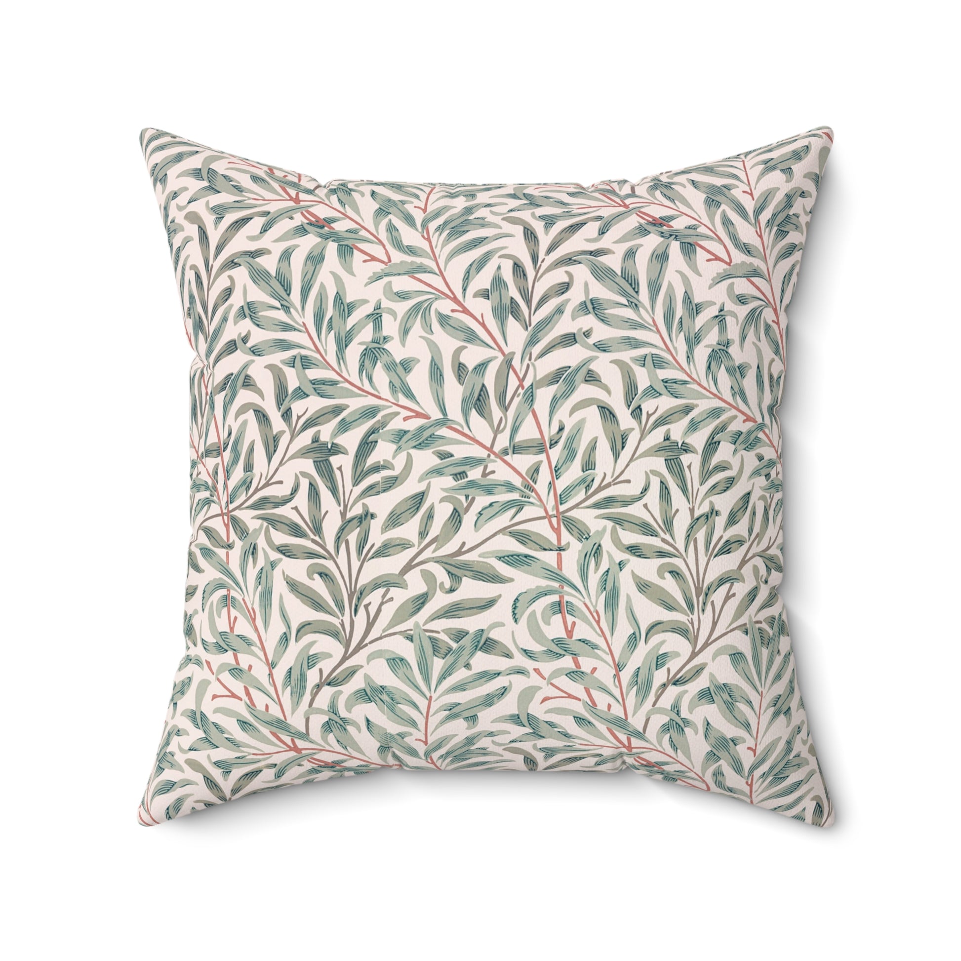 Decorative pillow with leaf pattern on a white background