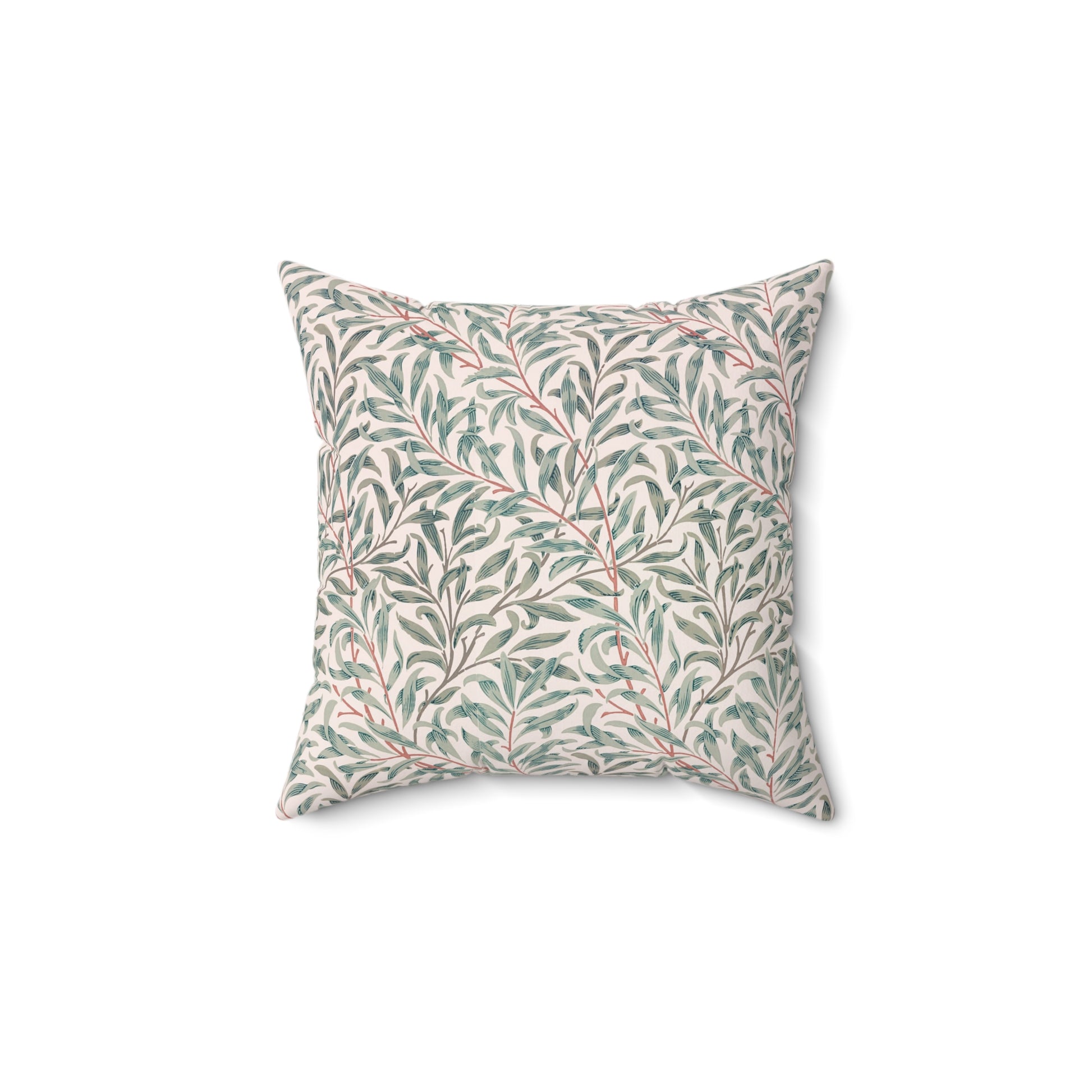Decorative pillow with leaf pattern on a white background
