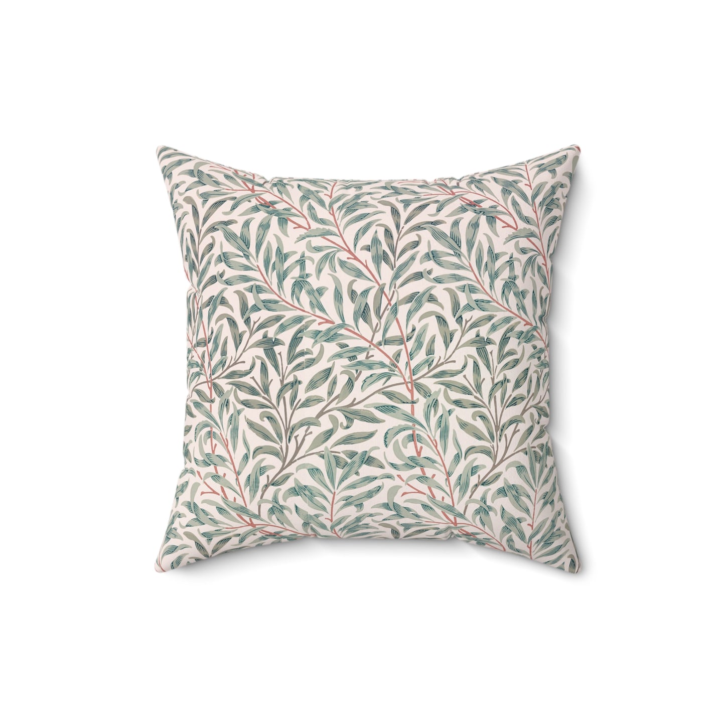 Decorative pillow with leaf pattern on a white background