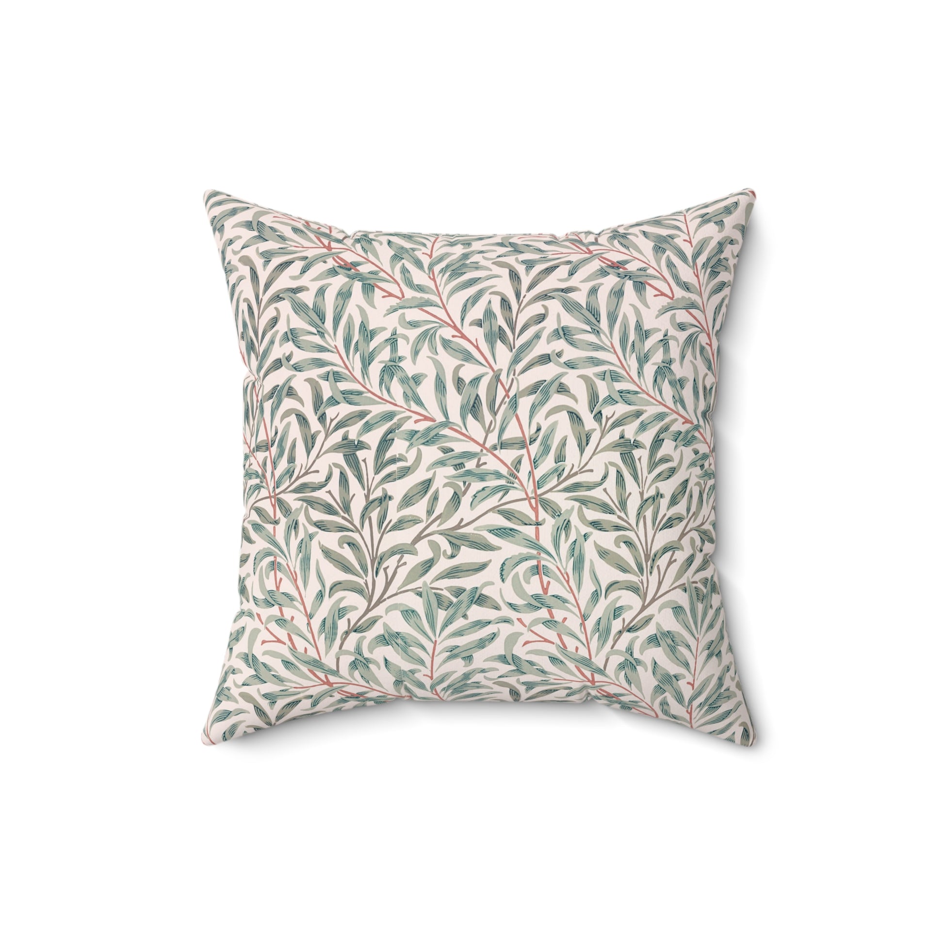 Decorative pillow with leaf pattern on a white background