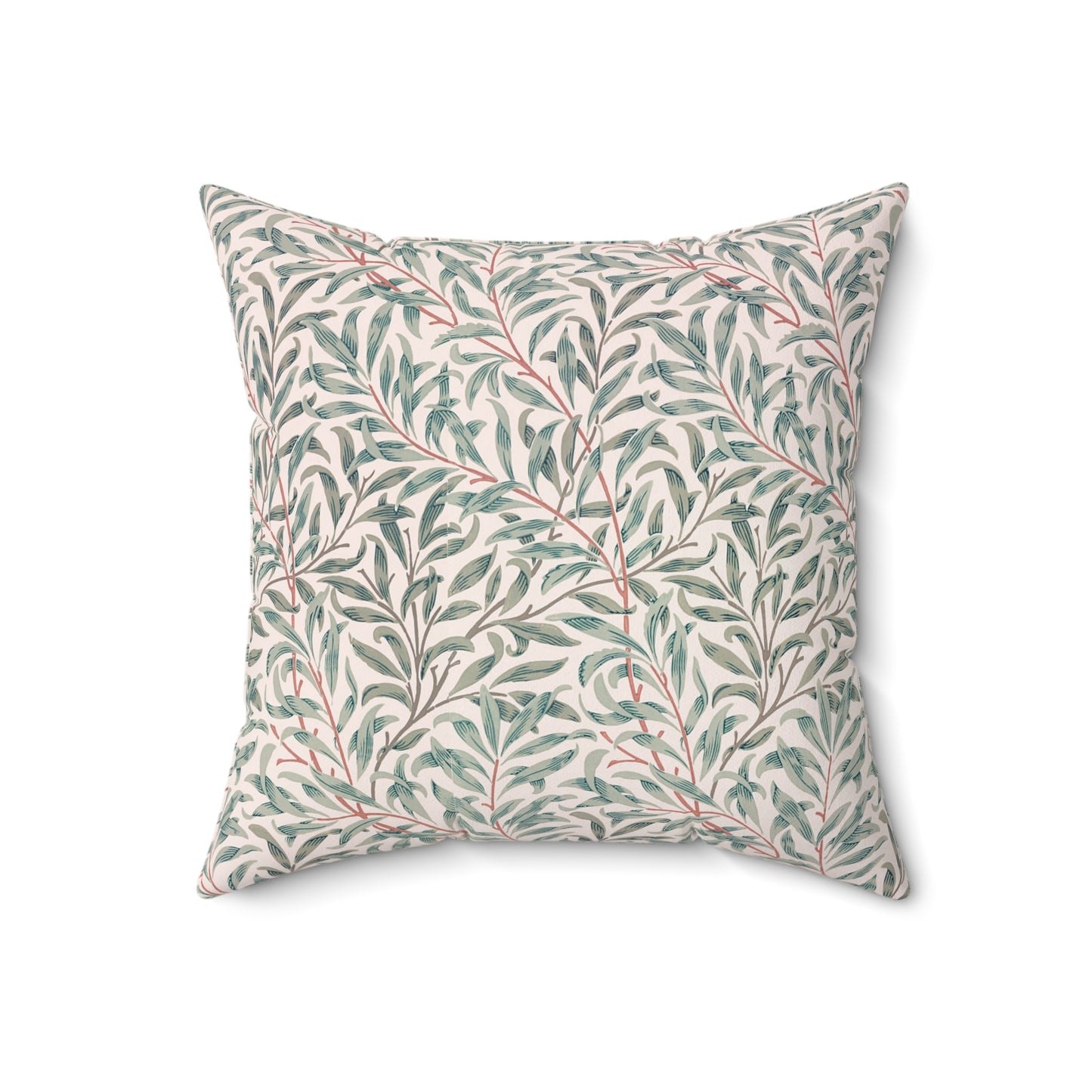 Decorative pillow with leaf pattern on a white background