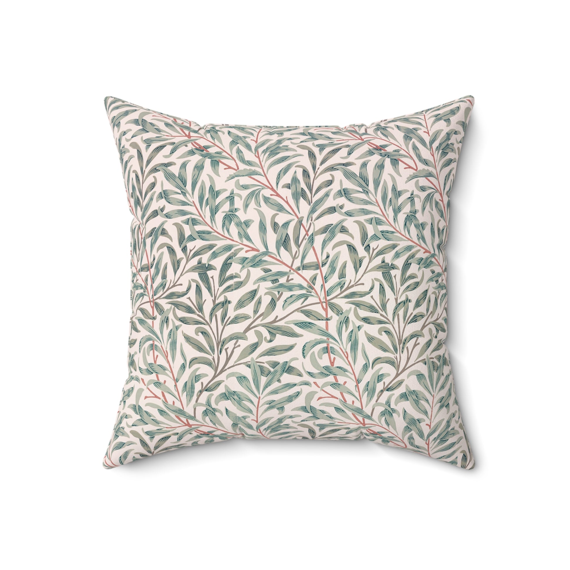 Decorative pillow with leaf pattern on a white background