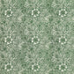A square-shaped faux suede cushion with a floral pattern in a green colour, inspired by William Morris - Marigold Collection.
