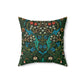 Faux Suede Cushion in a green, white, red and blue floral pattern by William Morris & Co called Tulip Collection