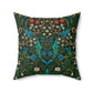 Faux Suede Cushion in a green, white, red and blue floral pattern by William Morris & Co called Tulip Collection
