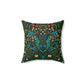 Faux Suede Cushion in a green, white, red and blue floral pattern by William Morris & Co called Tulip Collection
