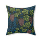 Faux Suede Cushion inspired by William Morris & Co in a pattern called Vine Collection with green, blue and purple