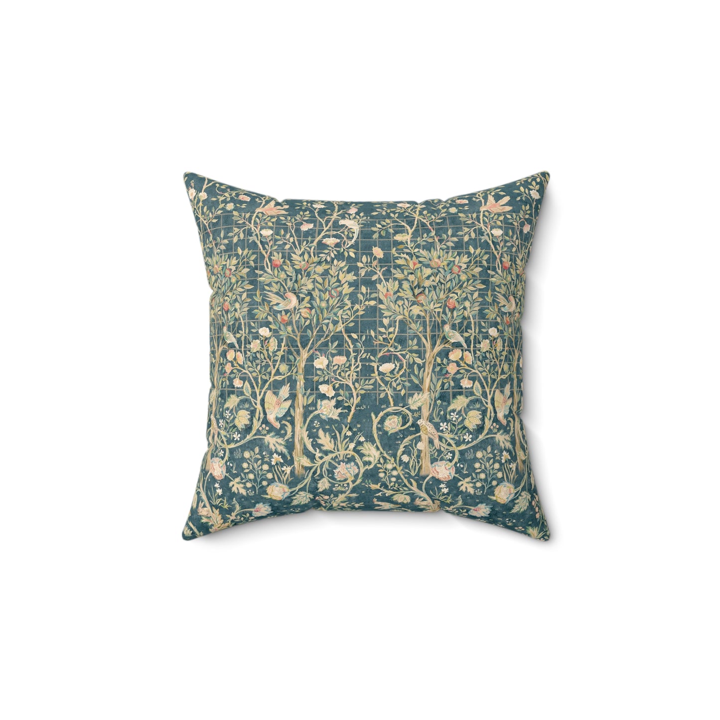 Faux Suede Cushion inspired by William Morris - Melsetter Collection (Evergreen Teal)
