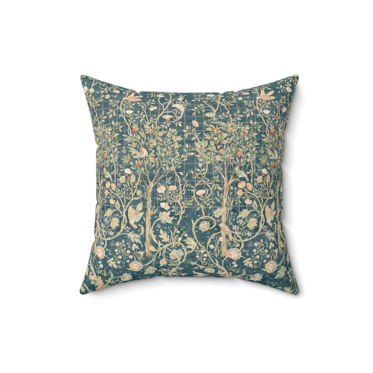 Faux Suede Cushion inspired by William Morris - Melsetter Collection (Evergreen Teal)