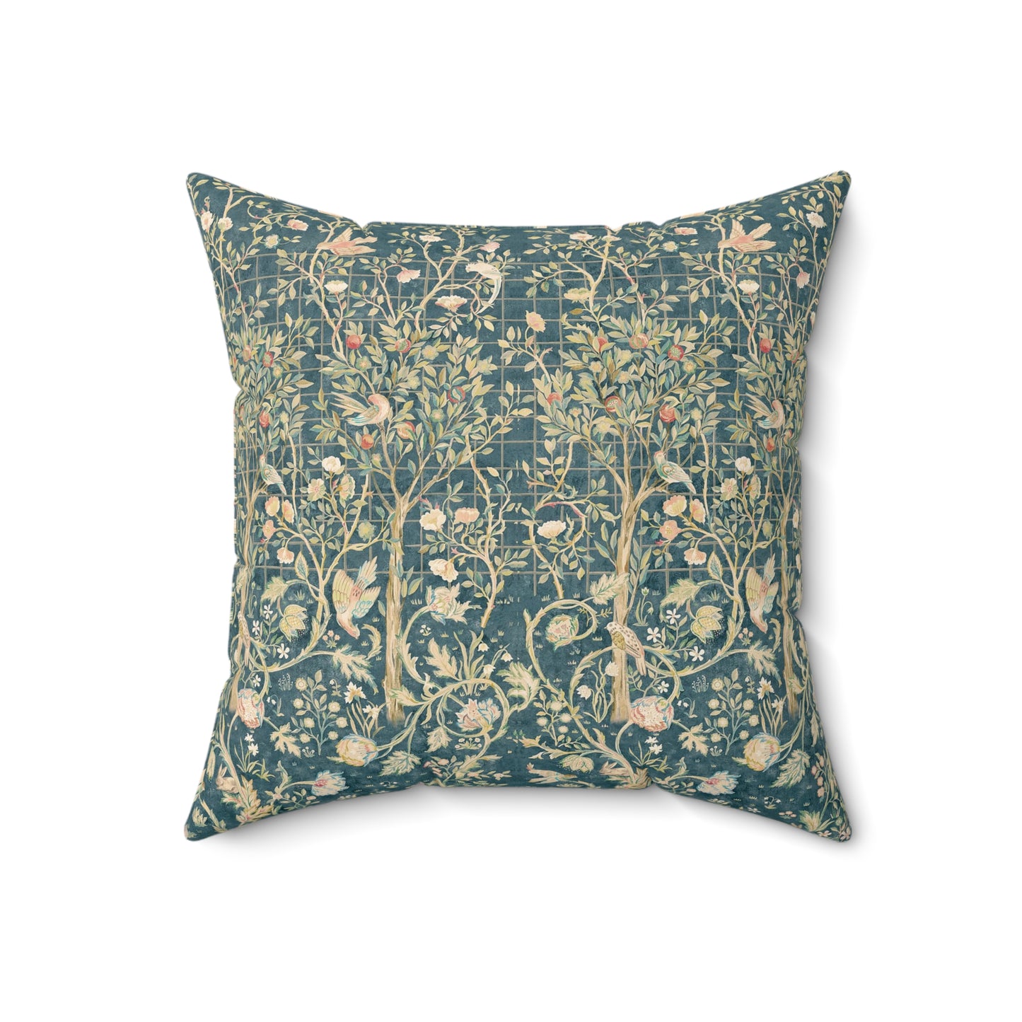 Faux Suede Cushion inspired by William Morris - Melsetter Collection (Evergreen Teal)