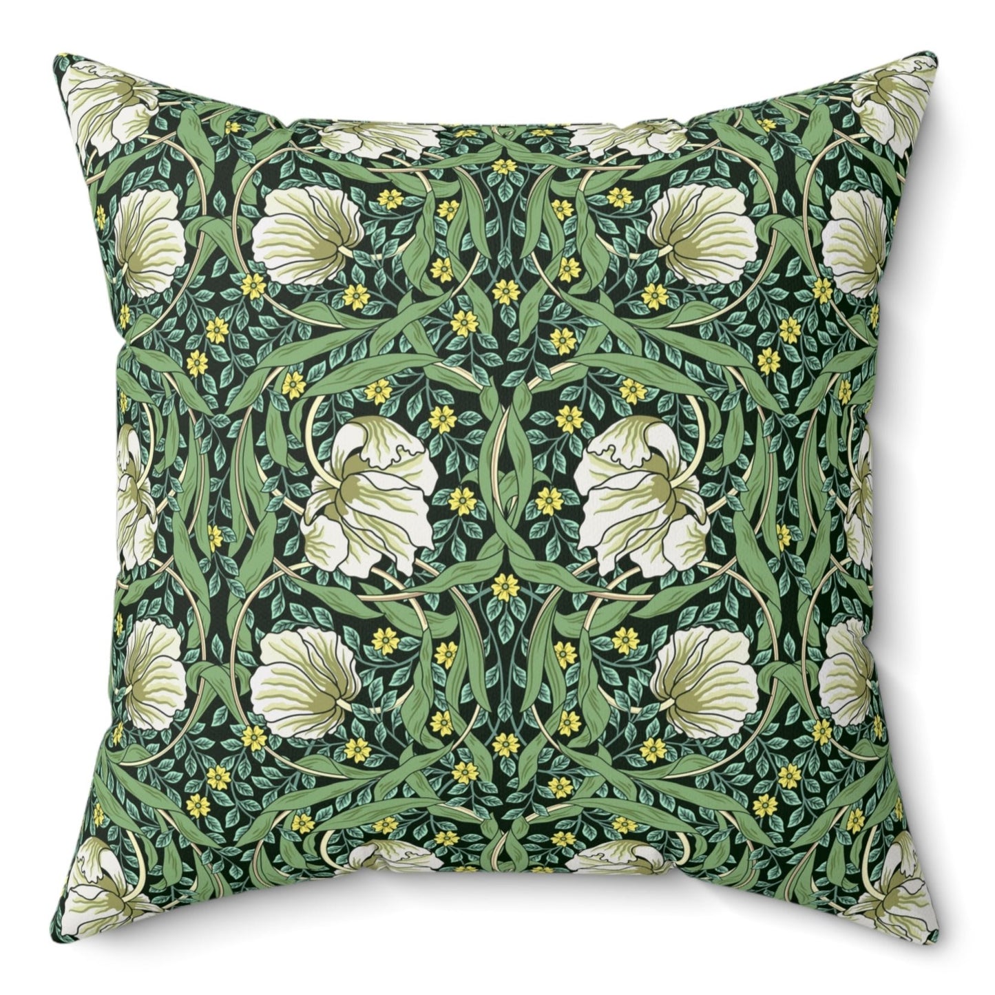 Faux Suede Cushion inspired by William Morris - Pimpernel Collection (Green)