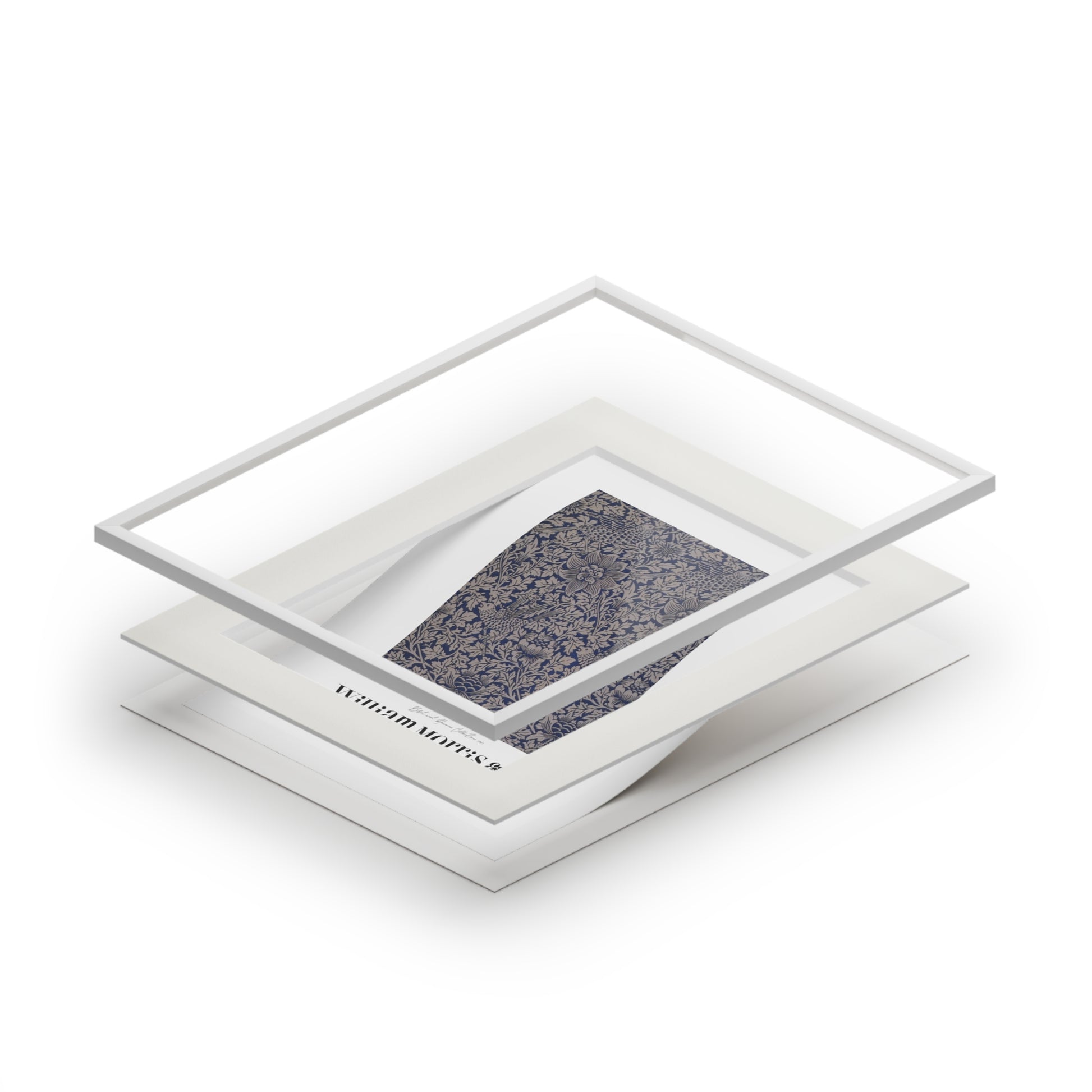 Clear acrylic display case with a textured gray sample inside on a white background