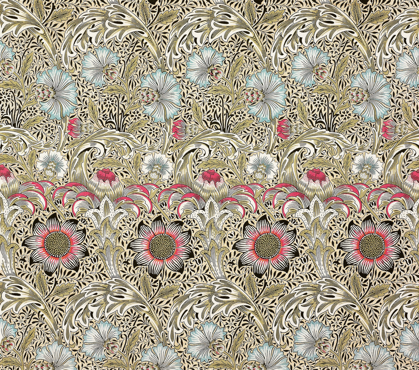 Decorative floral pattern with intricate designs on a gold background