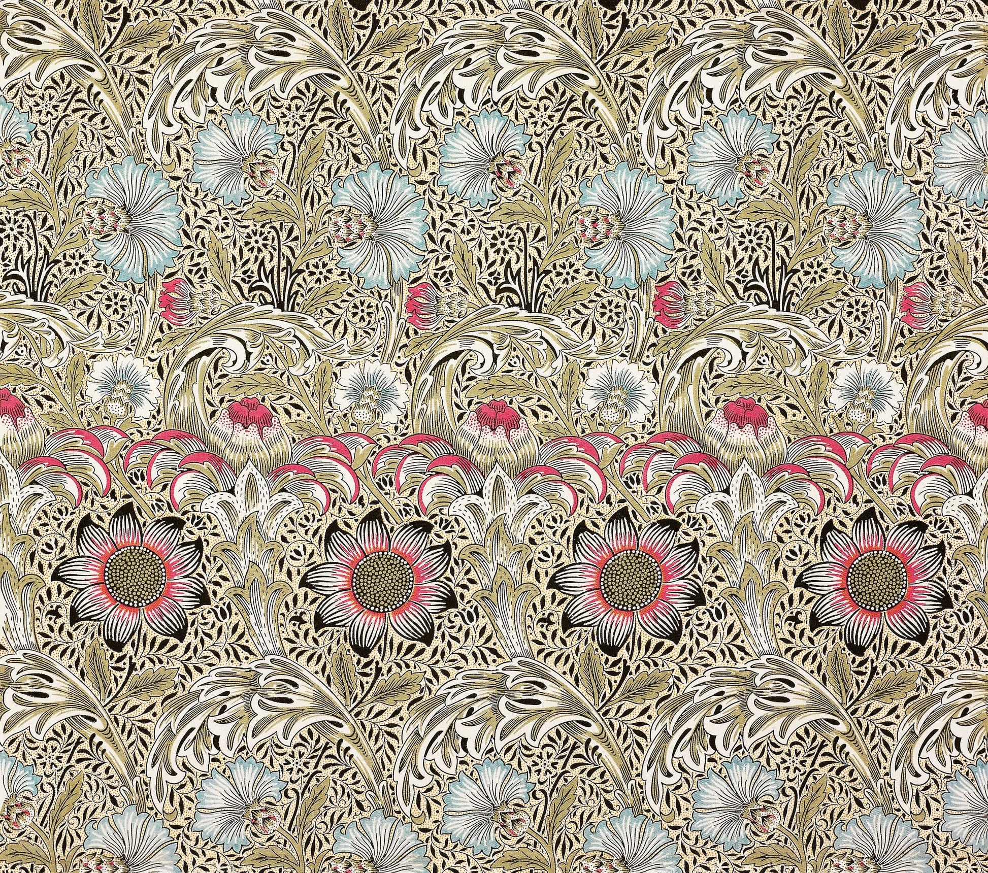 Decorative floral pattern with intricate designs on a gold background