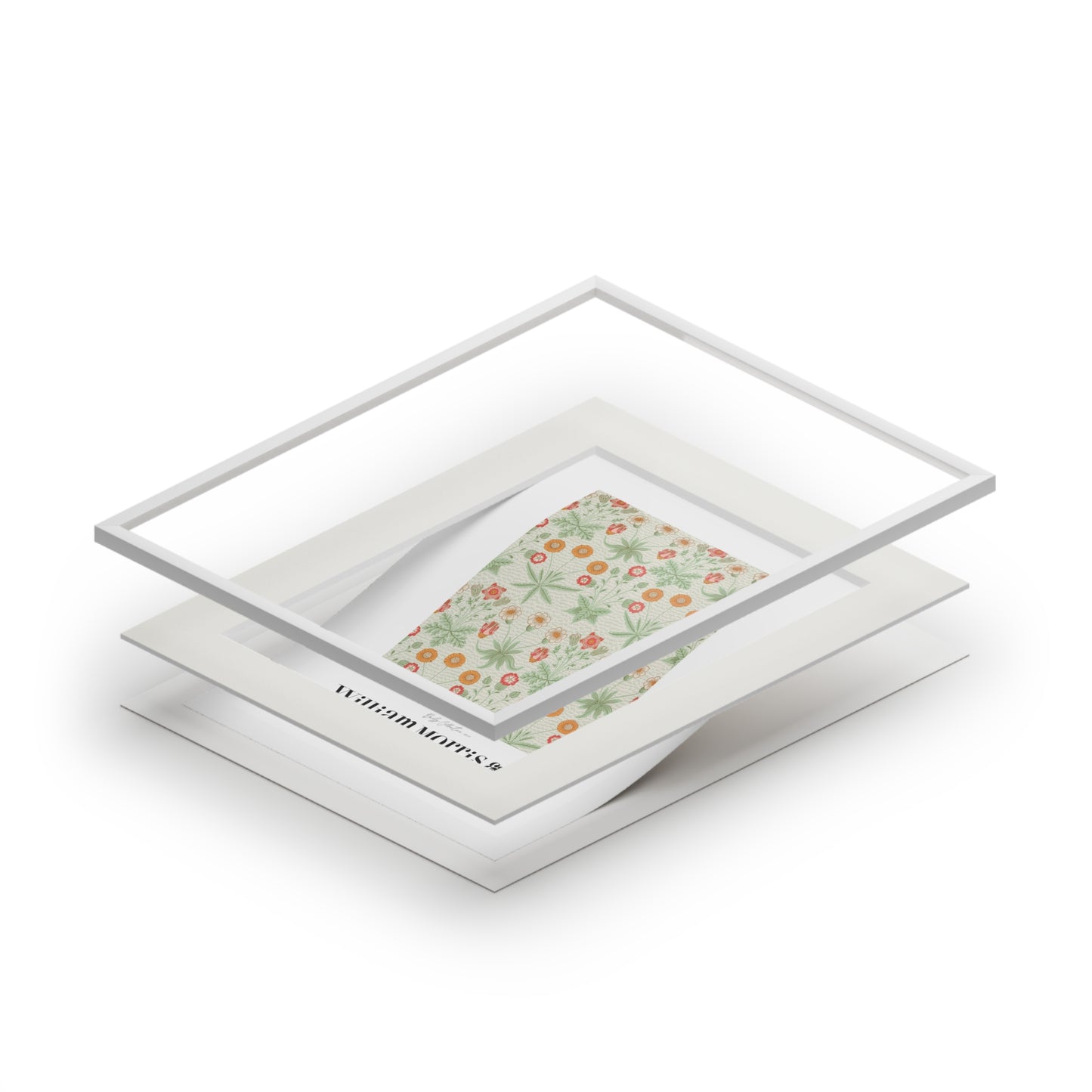 Clear acrylic photo frames stacked on a white background