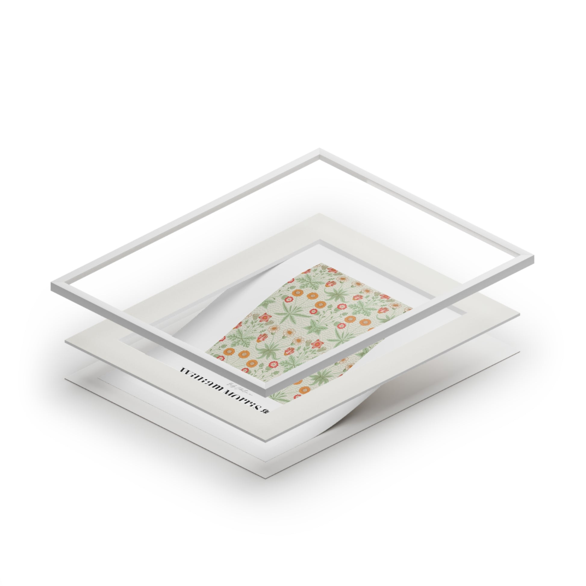 Clear acrylic photo frames stacked on a white background