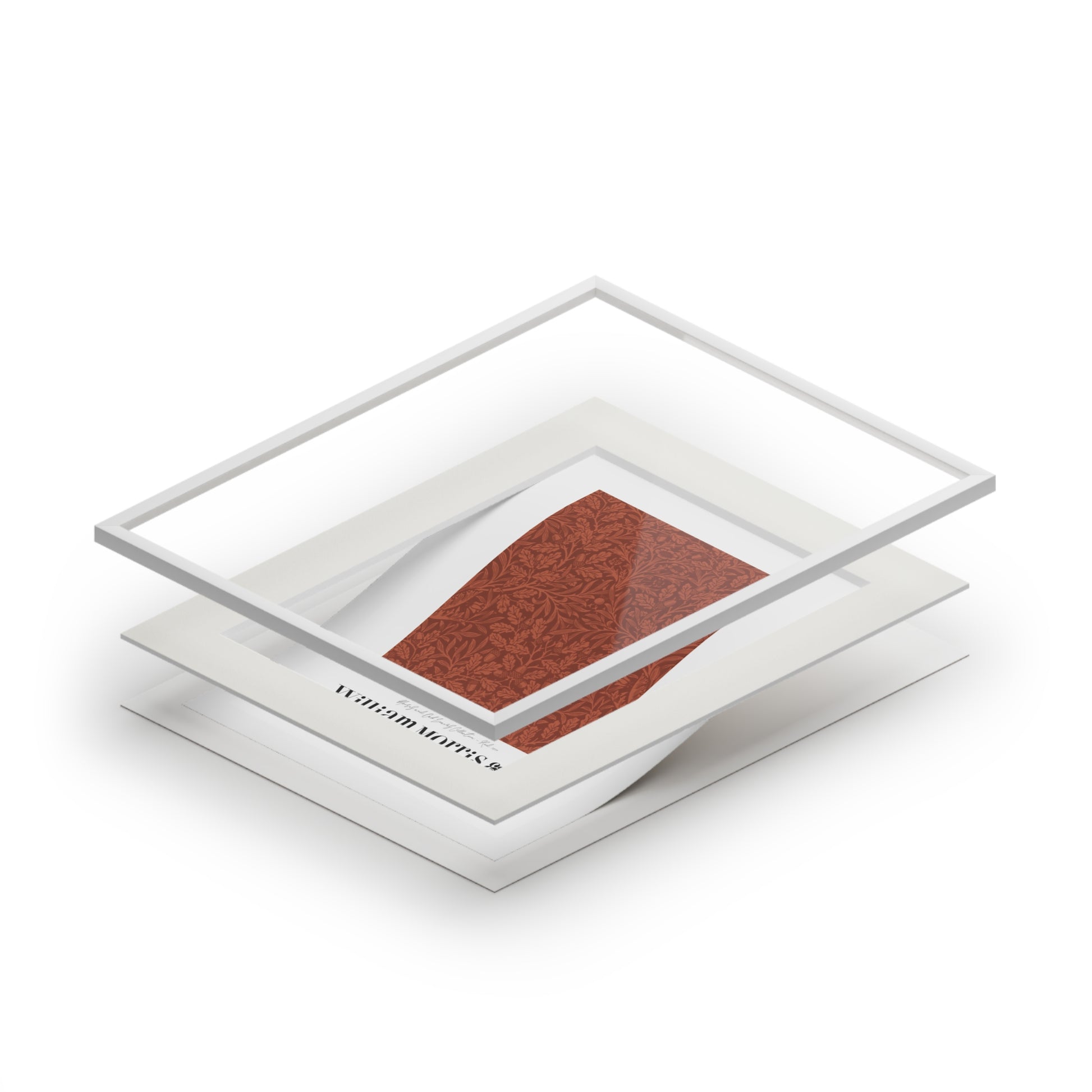 Stack of white trays with a brown textured sample on a white background