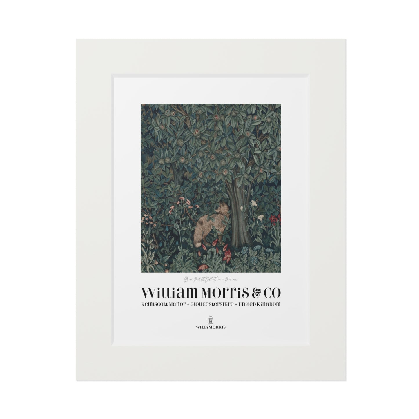 Framed artwork with 'William Morris & Co' branding on a white background