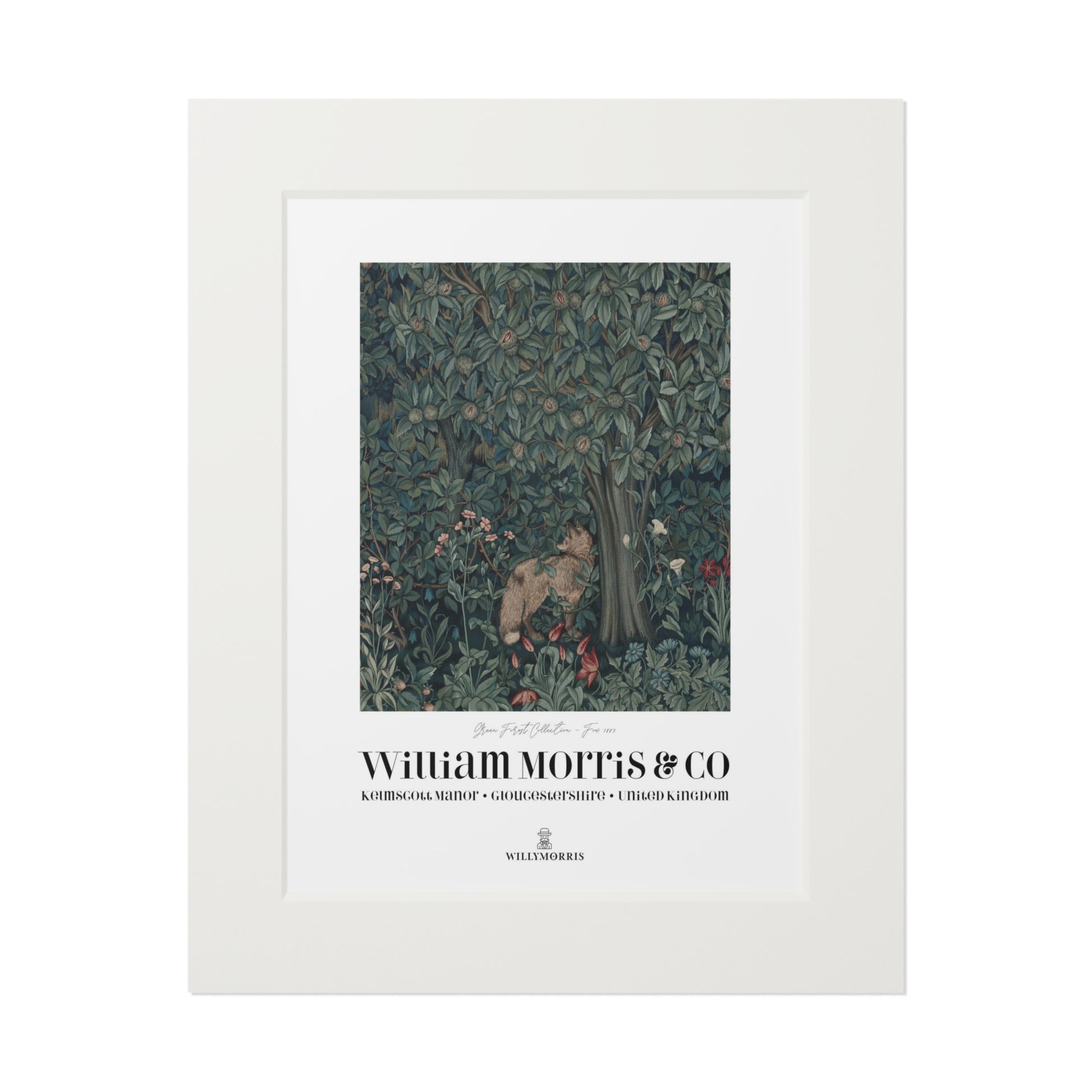 Framed artwork with a design by William Morris & Co on a white background