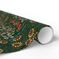 Roll of floral-patterned wrapping paper on a white background