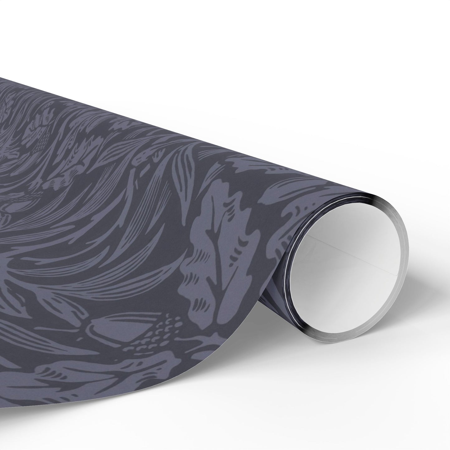 Roll of dark gray patterned vinyl wrap on a white background