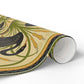Roll of decorative paper with snake and plant design on a white background