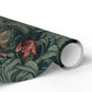 Roll of decorative paper with floral and nature design on a white background