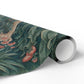 Roll of wallpaper with a nature-themed design on a white background