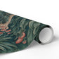 Roll of wallpaper with nature-themed design on a white background