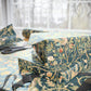 Floral-patterned gift box on a table with scissors