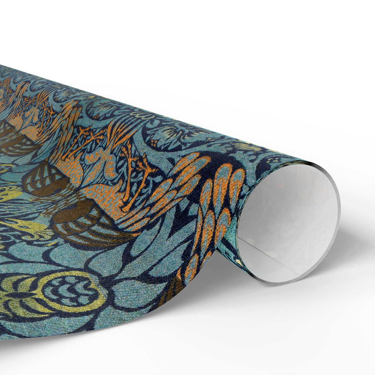 Roll of decorative paper with a tiger design on a white background