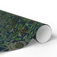 Roll of floral patterned paper on a white background
