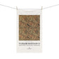 Towel with William Morris & Co pattern and branding on a white background