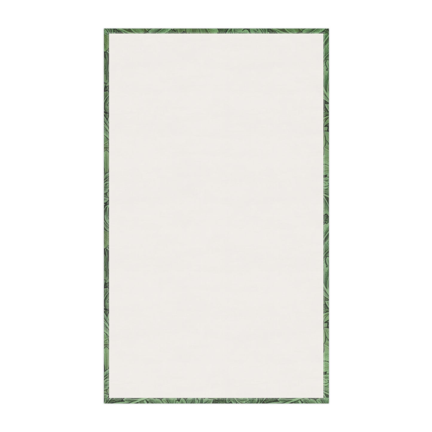 A green kitchen tea towel with a floral Art Nouveau pattern inspired by William Morris - Acanthus Collection.