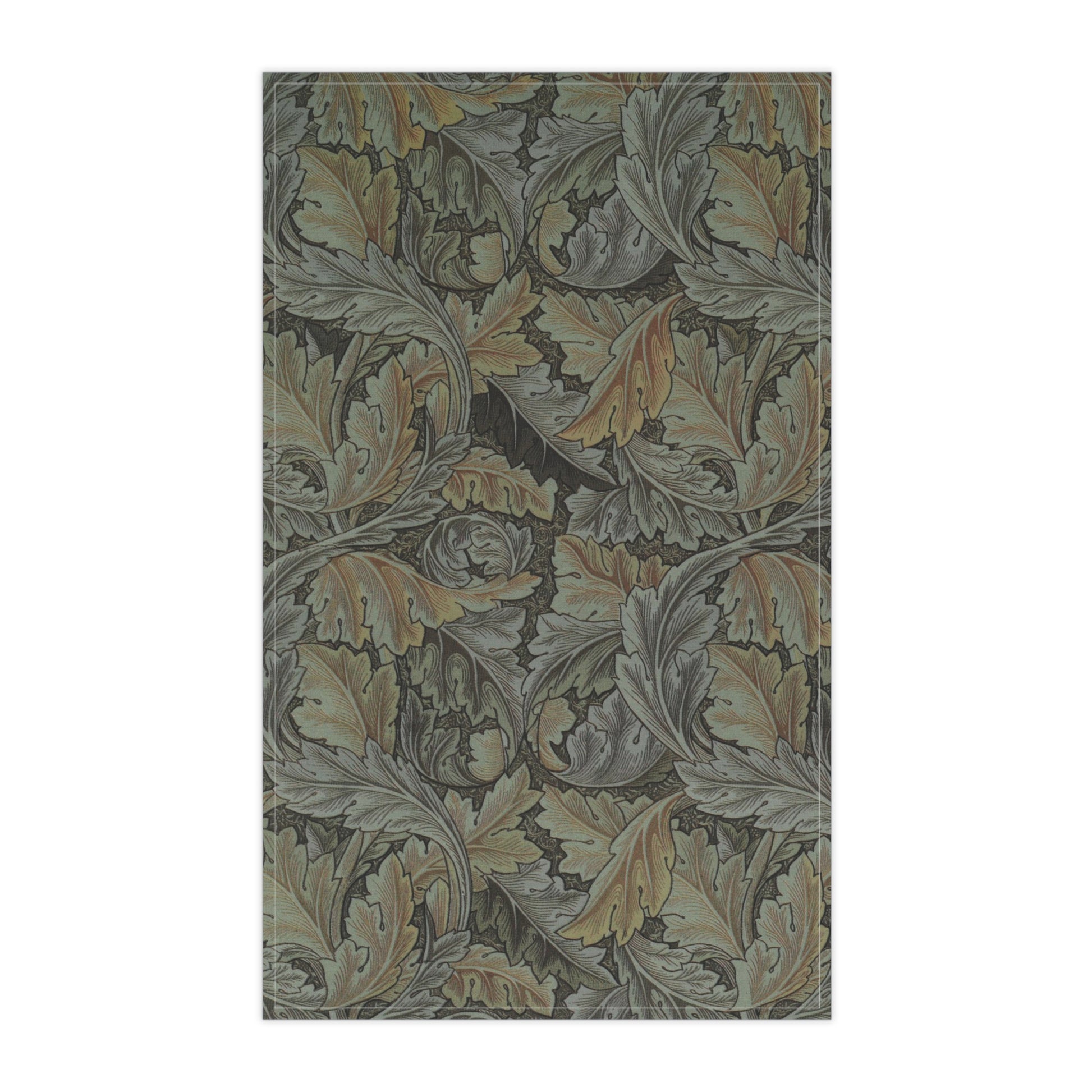A kitchen tea towel with a floral pattern inspired by William Morris - Acanthus Collection in gray colour.