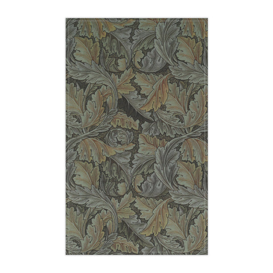 A kitchen tea towel with a floral pattern inspired by William Morris - Acanthus Collection in gray colour.