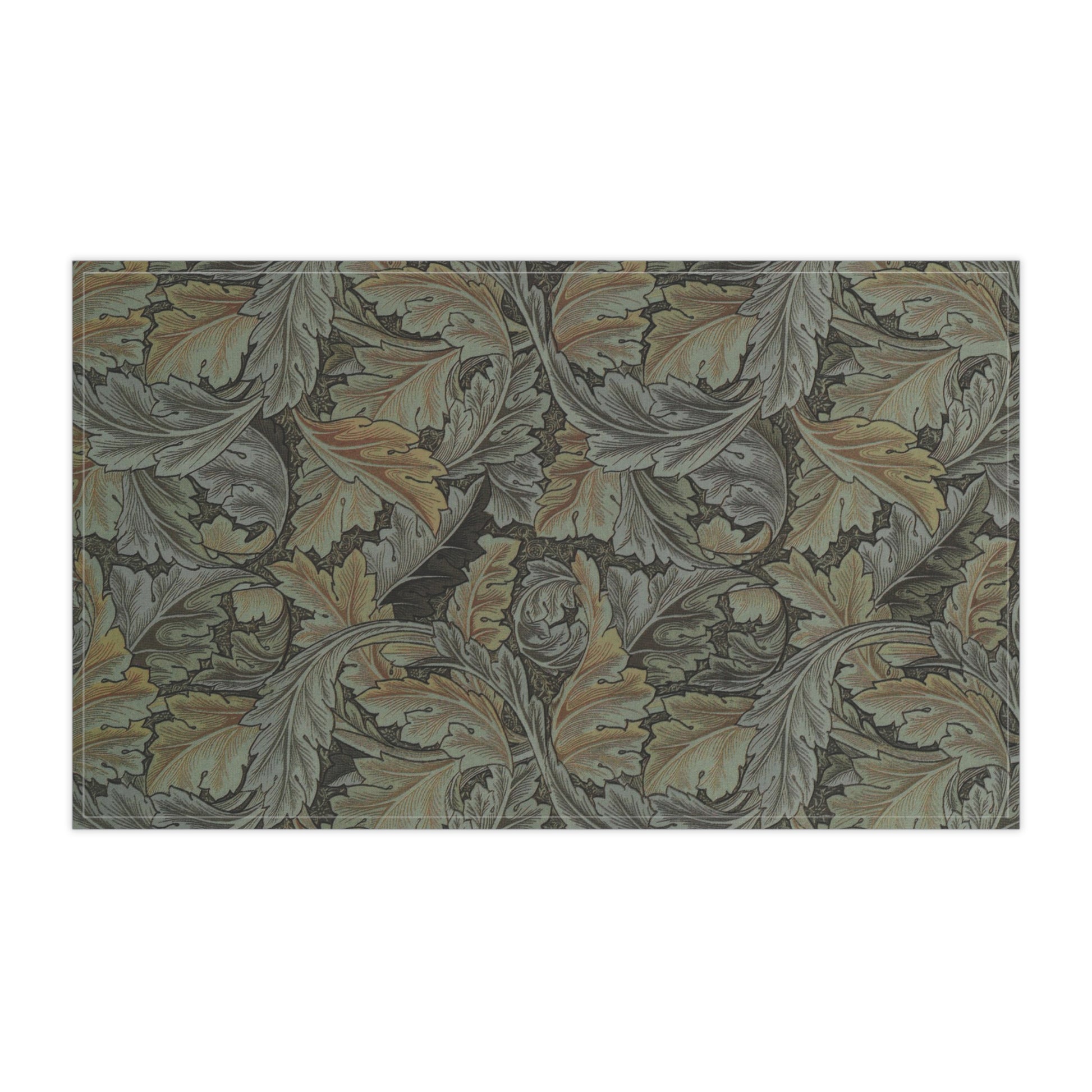 A kitchen tea towel with a floral pattern inspired by William Morris - Acanthus Collection in gray colour.