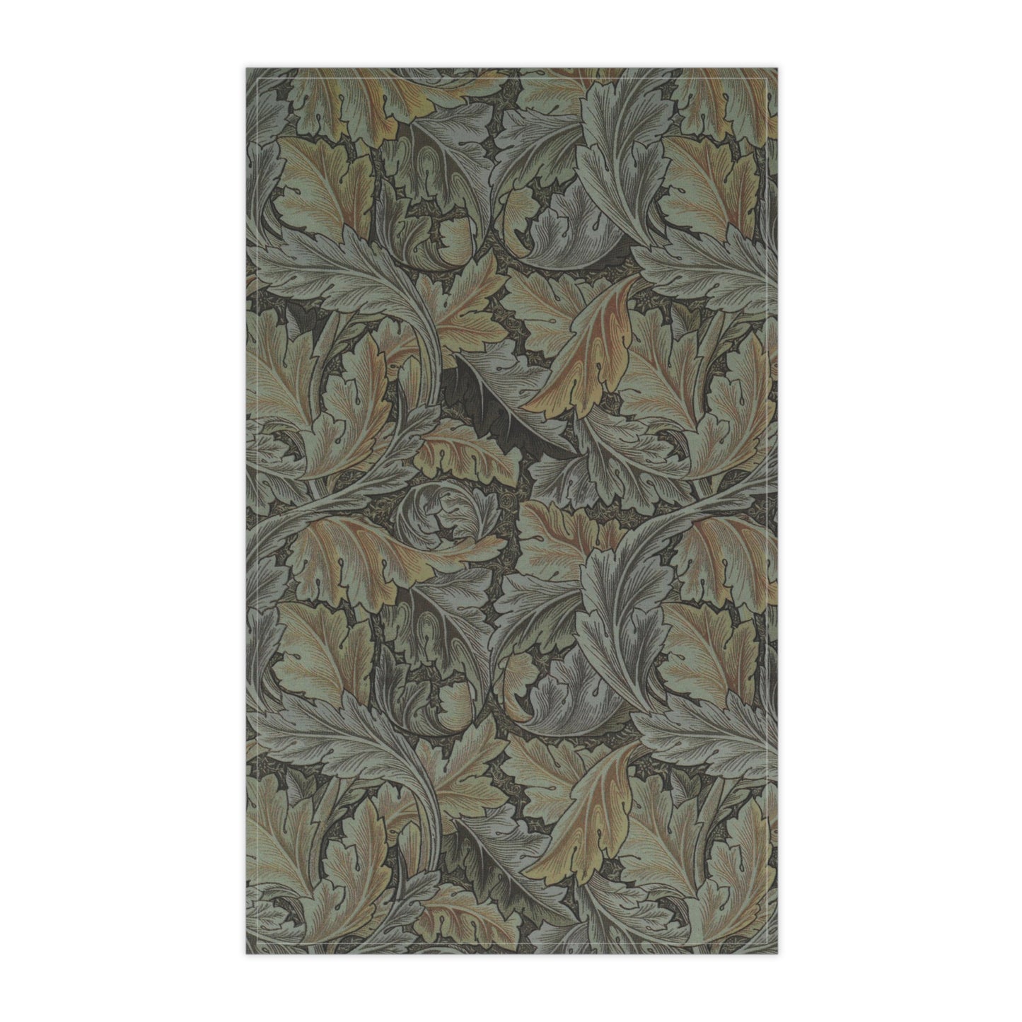 A kitchen tea towel with a floral pattern inspired by William Morris - Acanthus Collection in gray colour.