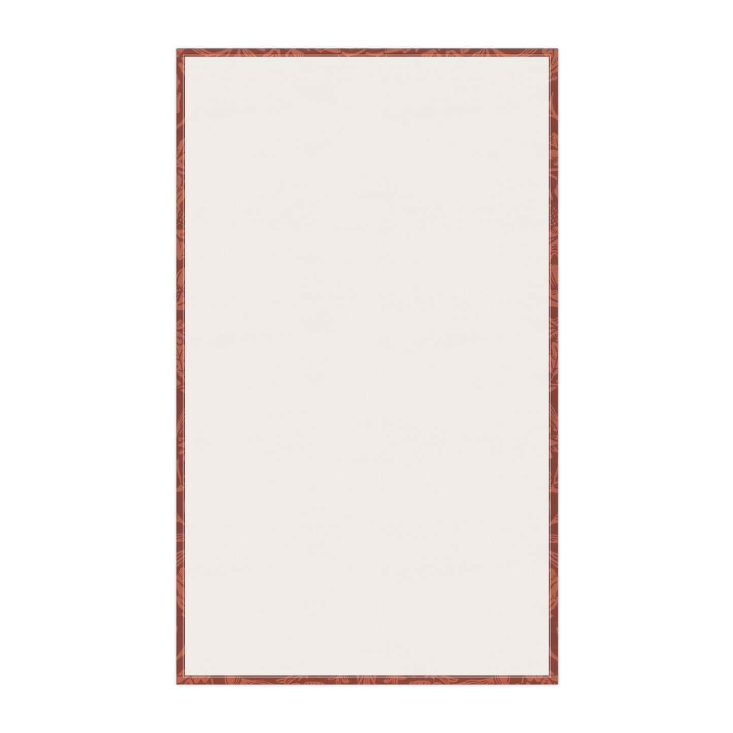 A kitchen tea towel with a floral and leaf William Morris & Co pattern, primarily in a brown and  colour.