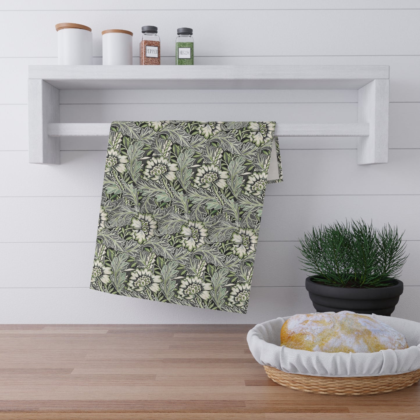 Kitchen Tea Towel inspired by William Morris - Anemone Collection (Mist)
