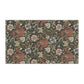 A rectangular kitchen tea towel featuring a floral pattern with brown and beige colours, inspired by William Morris & Co.