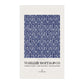 Tea towel with blue floral pattern and 'William Morris & Co' branding on a white background