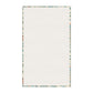 A rectangular cream-coloured tea towel with a decorative border featuring a botanical pattern in muted blue, green, and peach tones, shown flat against a white background.