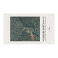 Decorative tea towel with nature-themed design and 'William Morris & Co' branding on a white background