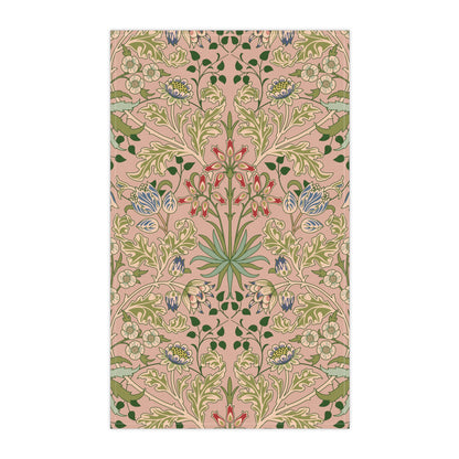 A kitchen tea towel with a floral pattern inspired by William Morris - Hyacinth Collection in a blossom colour theme.