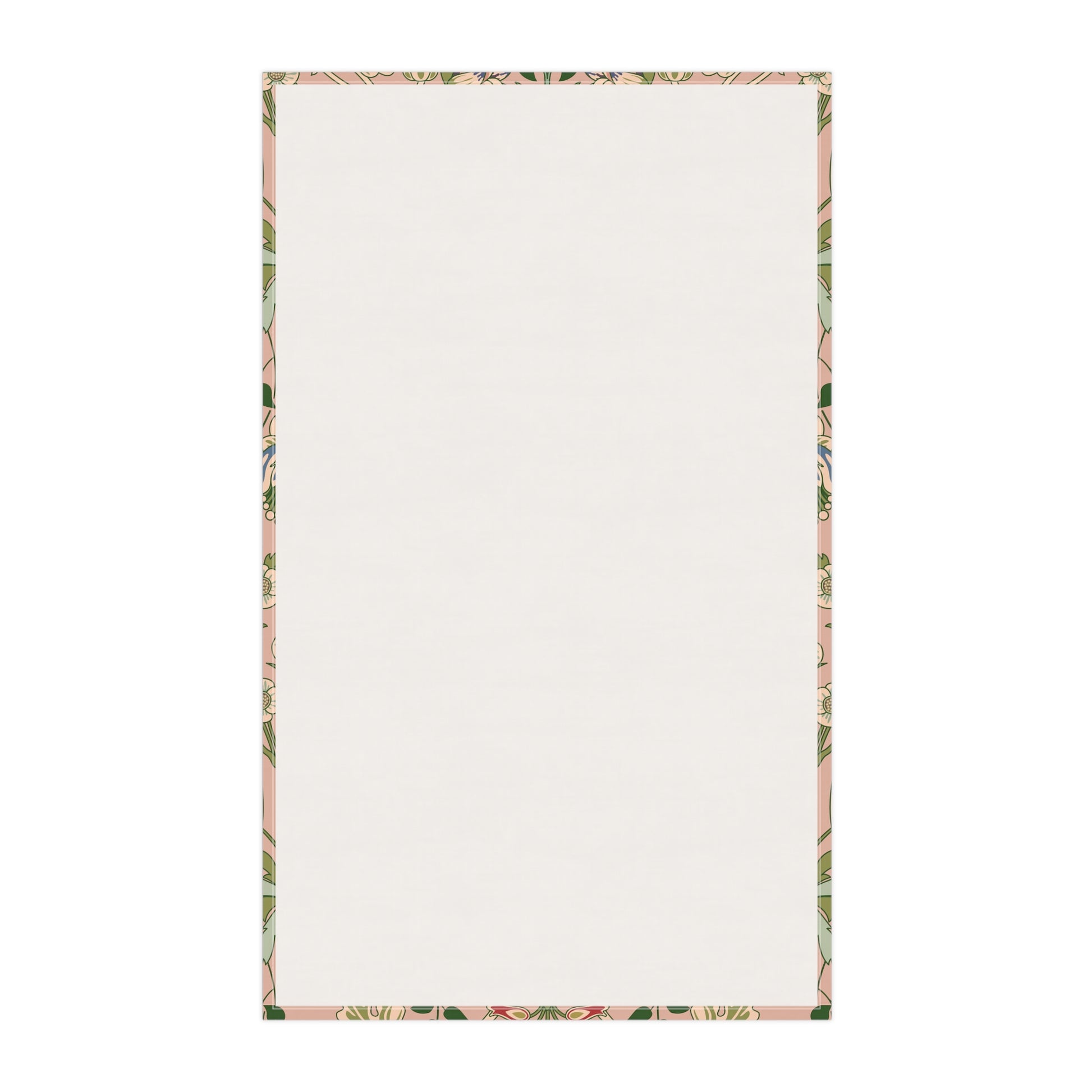 A kitchen tea towel with a floral pattern inspired by William Morris - Hyacinth Collection in a blossom colour theme.